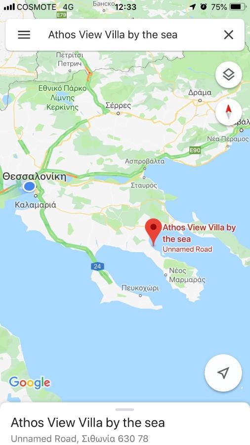 Athos View Villa By The Sea Ormos Panagias Exteriör bild